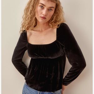 Reformation Velvet Roy Top in Black 0